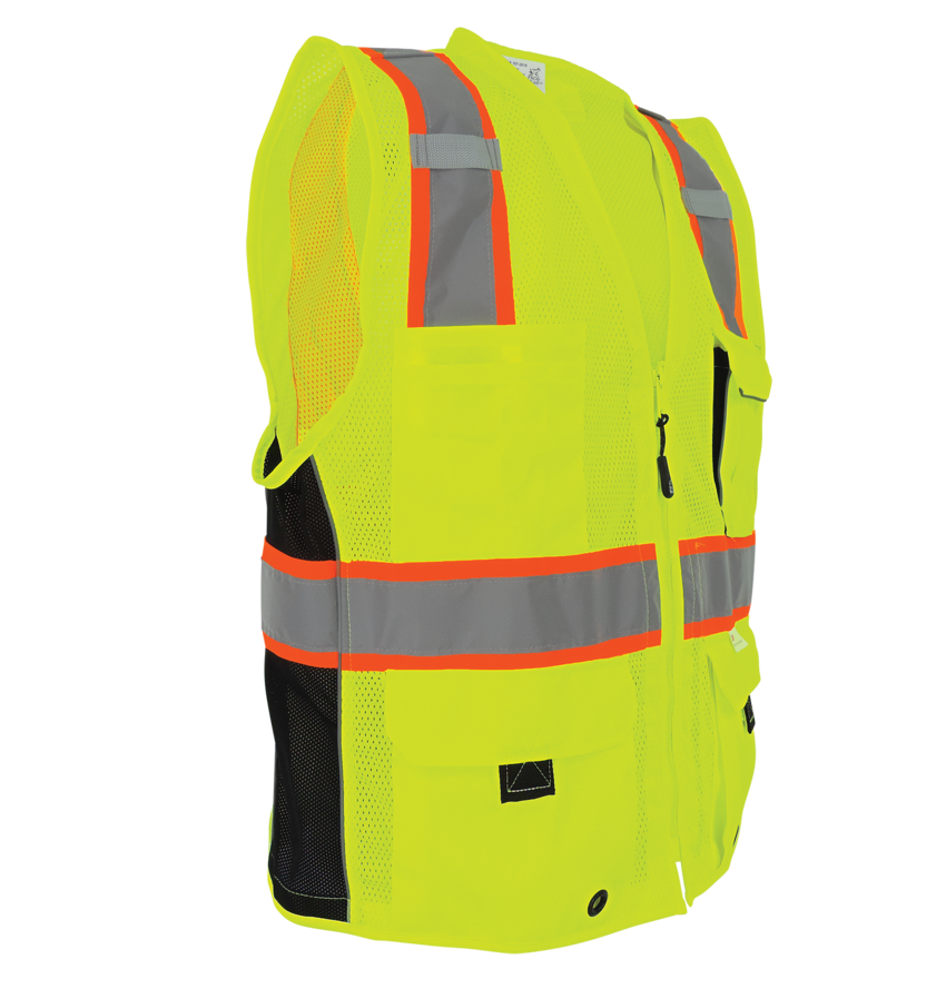 FrogWear® HV Premium High-Visibility Mesh Polyester Surveyors Safety Vest