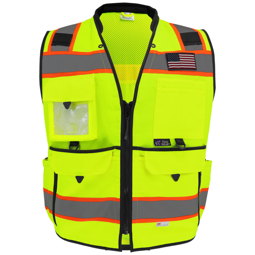 FrogWear&reg; HV Ultra-Rugged High-Visibility Premium Surveyors Safety Vest
