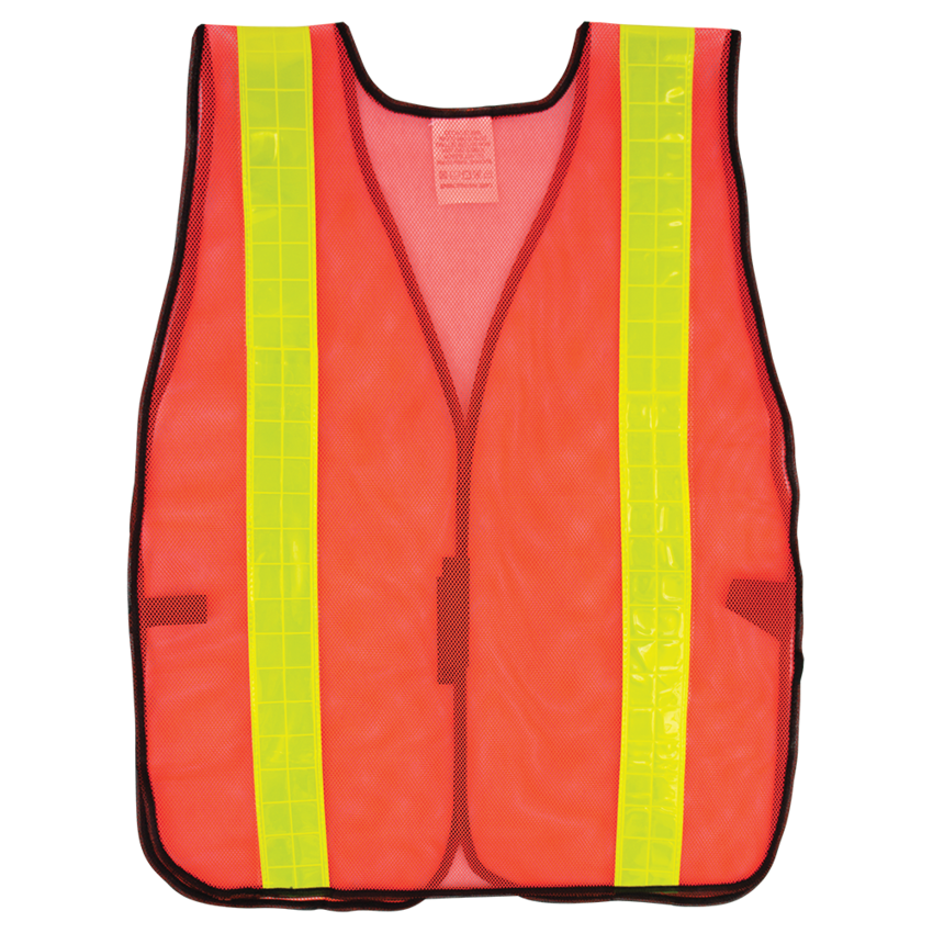 FrogWear® HV Enhanced Visibility Orange Economy Mesh Safety Vest with Wide Yellow Reflective