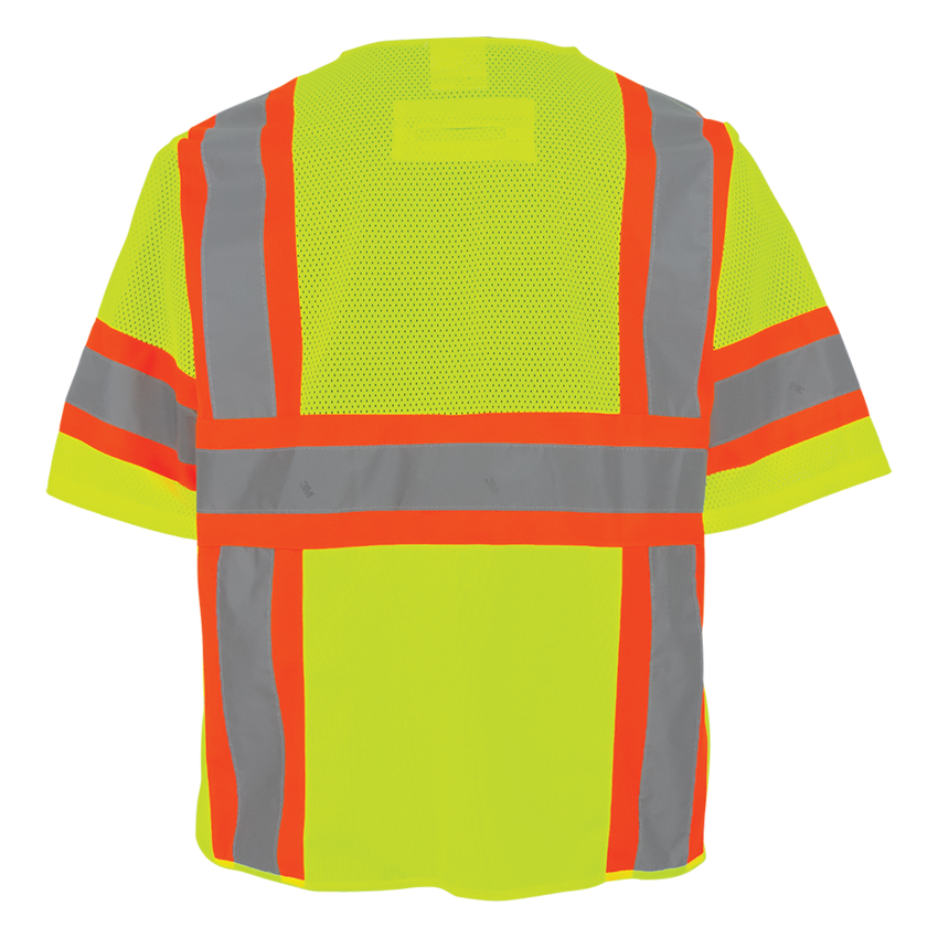 FrogWear® HV Mesh/Solid Polyester High-Visibility Yellow/Green Surveyors Safety Vest