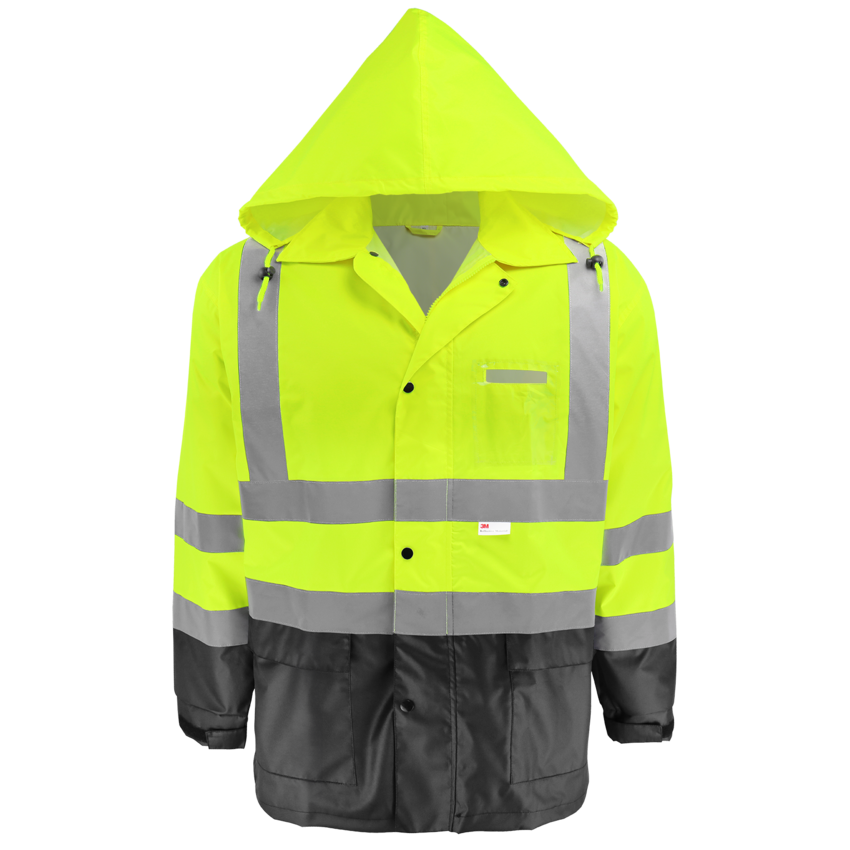 FrogWear&reg; HV High-Visibility Yellow/Green Polyurethane Coated 150D Oxford Polyester Rain Jacket