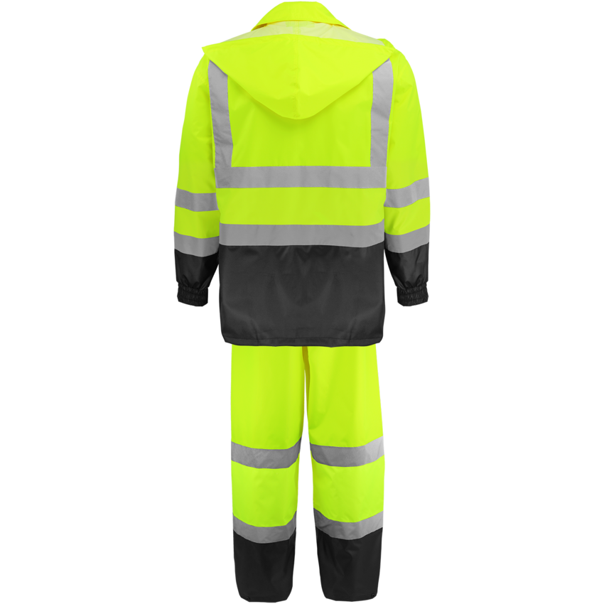 FrogWear&reg; HV High-Visibility Yellow/Green Two-Piece Rain Suit Polyurethane Coated 150D Oxford Polyester