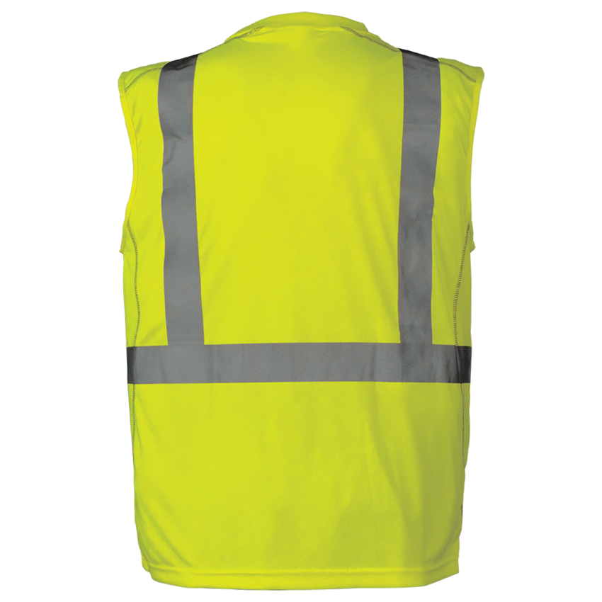 FrogWear® HV Premium Athletic-Type High-Visibility Black Bottom Sleeveless Safety Shirt