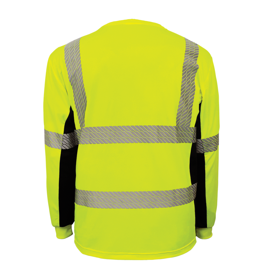 FrogWear® HV Premium Athletic High-Visibility Long-Sleeved Shirt with Breathable Black Mesh