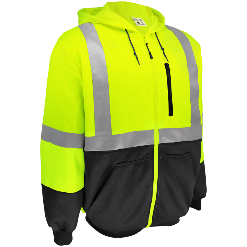 FrogWear&reg; HV High-Visibility Polyester Fleece Hooded Sweatshirt