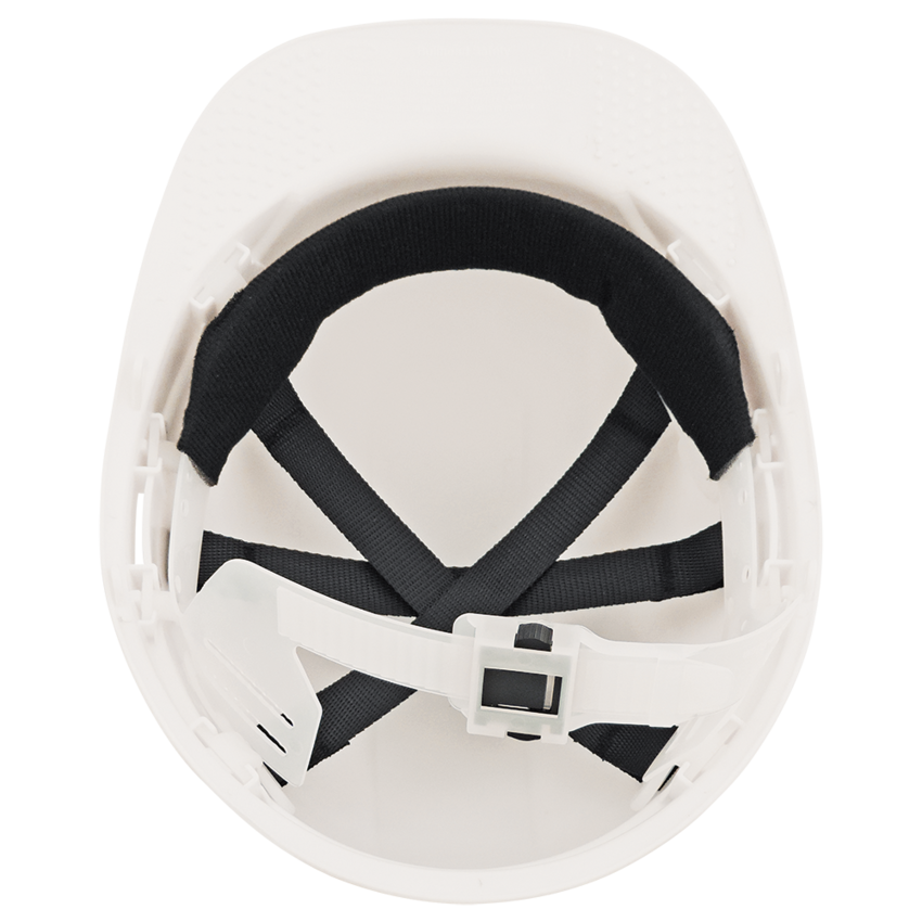 Bullhead Safety™ Head Protection White Unvented Cap Style Hard Hat With Six-Point Slide Lock Suspension