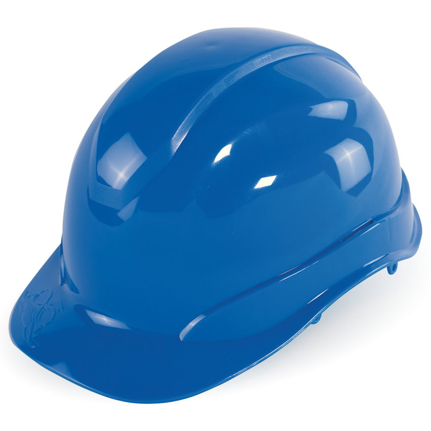 Bullhead Safety™ Head Protection Blue Unvented Cap Style Hard Hat With Six-Point Ratchet Suspension