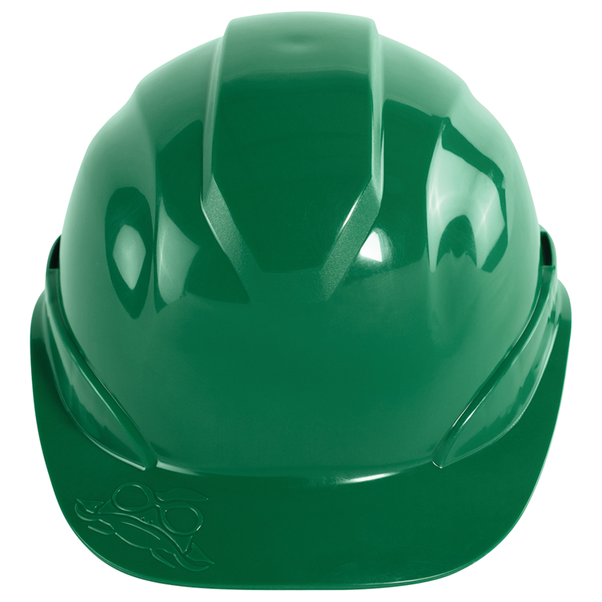 Bullhead Safety™ Head Protection Green Unvented Cap Style Hard Hat With Six-Point Ratchet Suspension