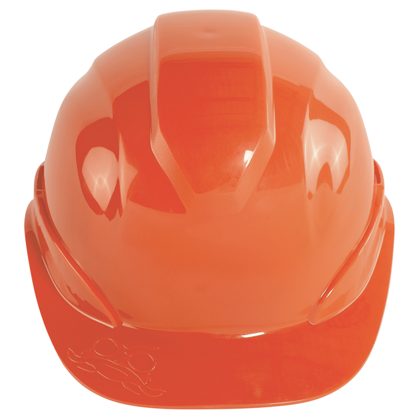 Bullhead Safety™ Head Protection Orange Unvented Cap Style Hard Hat With Six-Point Ratchet Suspension