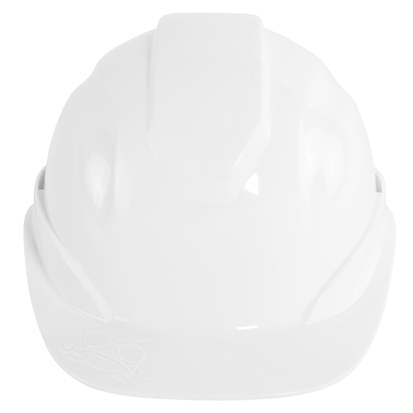 Bullhead Safety™ Head Protection White Unvented Cap Style Hard Hat With Six-Point Ratchet Suspension
