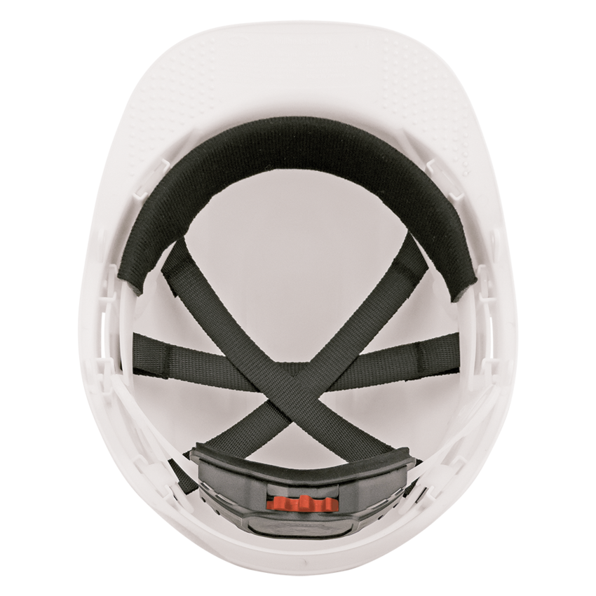 Bullhead Safety™ Head Protection White Unvented Cap Style Hard Hat With Six-Point Ratchet Suspension