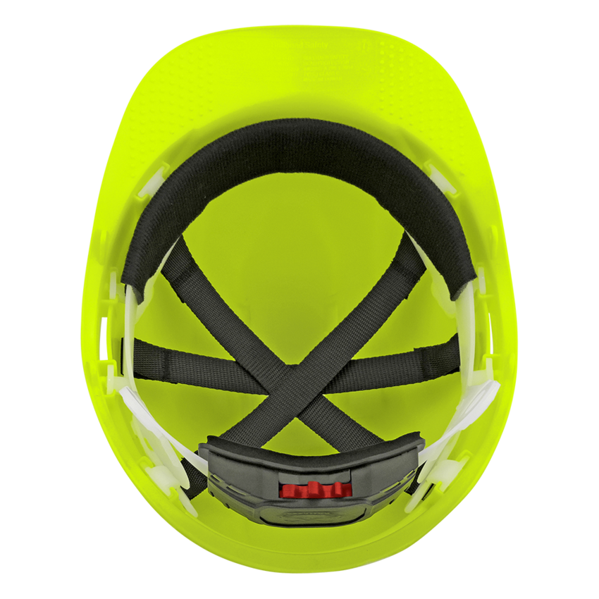 Bullhead Safety™ Head Protection High-Visibility Yellow/Green Unvented Cap Style Hard Hat With Six-Point Ratchet Suspension