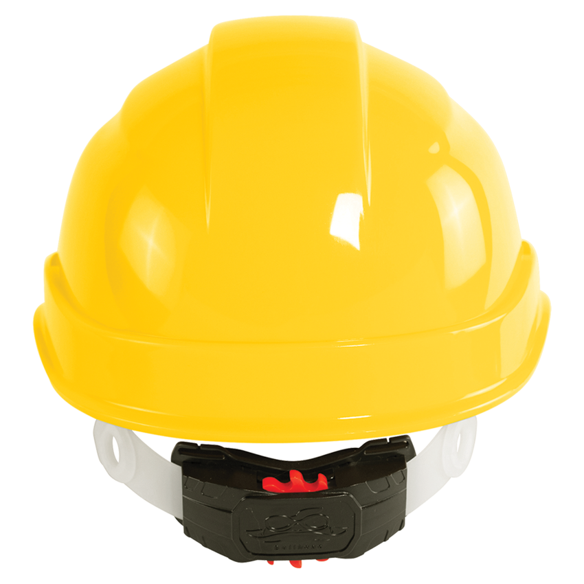 Bullhead Safety™ Head Protection Yellow Unvented Cap Style Hard Hat With Six-Point Ratchet Suspension