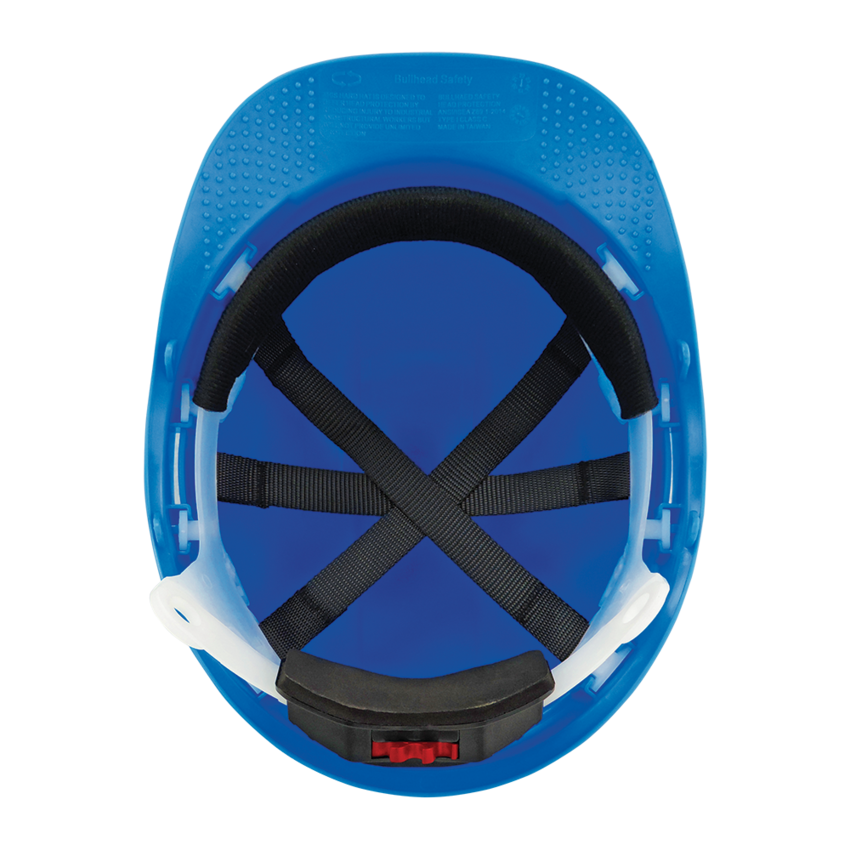 Bullhead Safety™ Head Protection Blue Vented Cap Style Hard Hat with Six-Point Ratchet Suspension