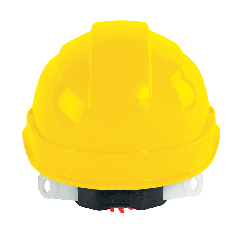 Bullhead Safety™ Head Protection Yellow Vented Cap Style Hard Hat With Six-Point Ratchet Suspension