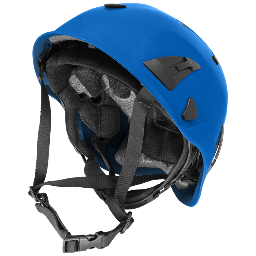 Bullhead Safety&trade; Head Protection Blue Type 2 Climbing Style Protective Helmet with Optional Venting, a Four-Point Chin Strap, and a Ratchet Suspension