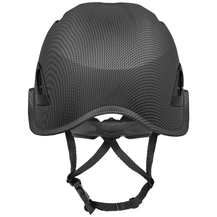 Bullhead Safety&trade; Head Protection Matte Black Graphite Type 2 Climbing Style Protective Helmet with Optional Venting, a Four-Point Chin Strap, and a Ratchet Suspension