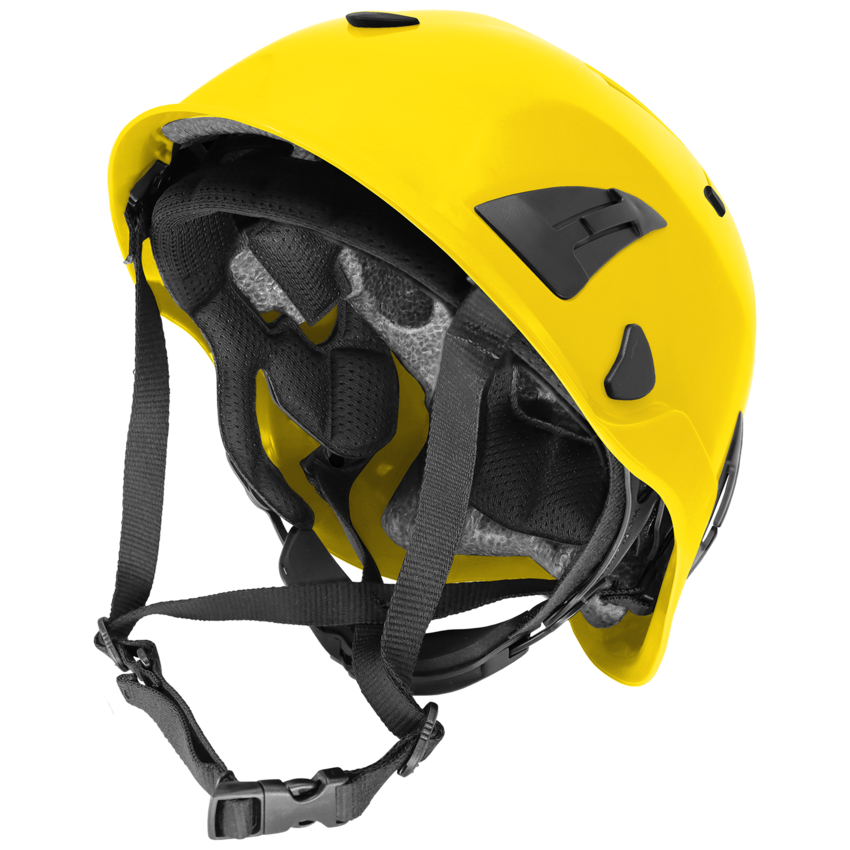 Bullhead Safety&trade; Head Protection Yellow Type 2 Climbing Style Protective Helmet with Optional Venting, a Four-Point Chin Strap, and a Ratchet Suspension