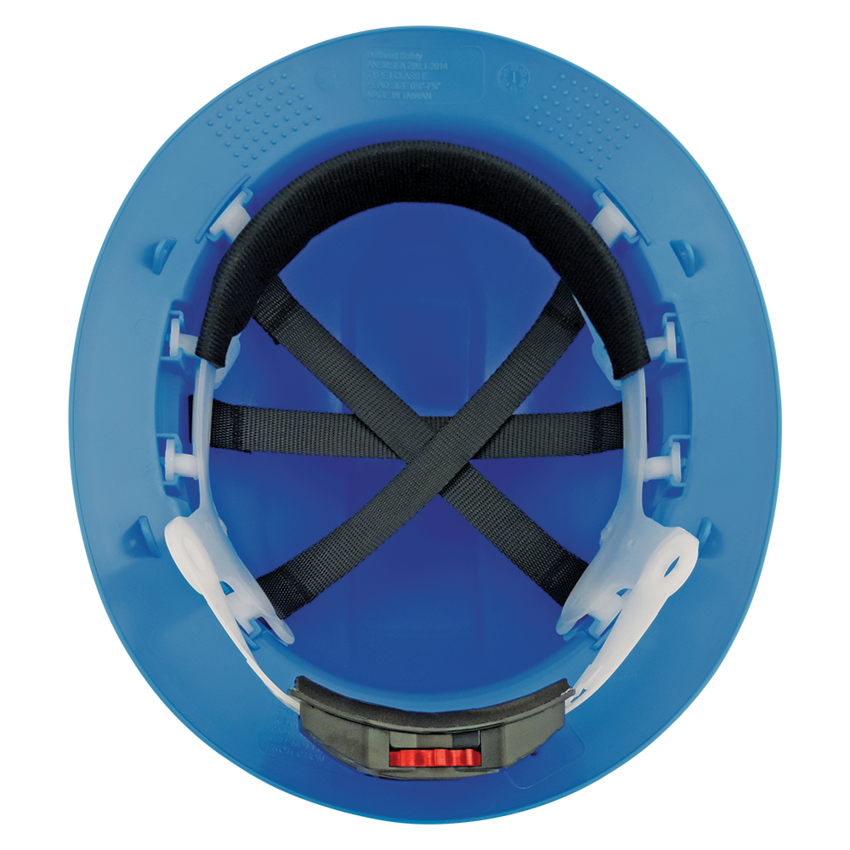 Bullhead Safety™ Head Protection Blue Unvented Full Brim Style Hard Hat With Six-Point Ratchet Suspension