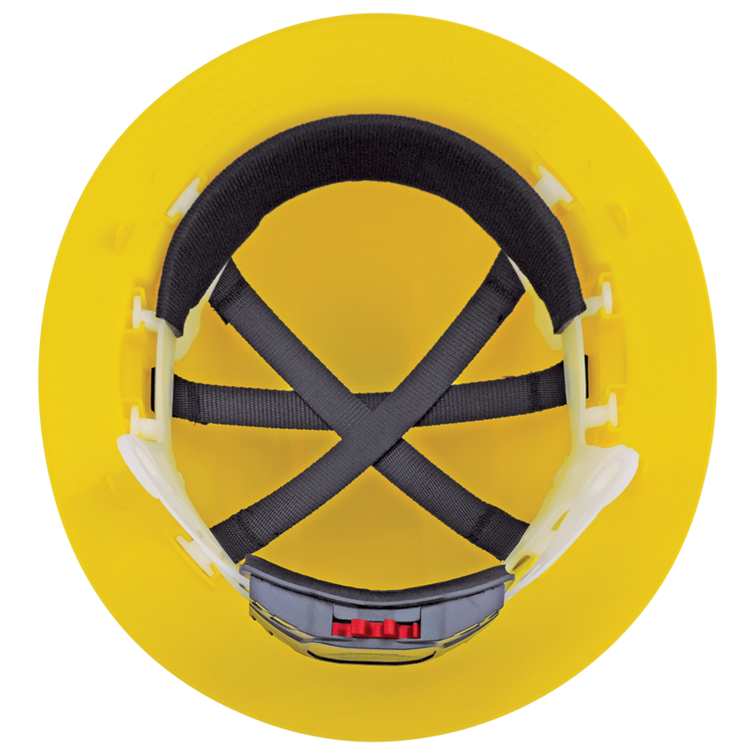 Bullhead Safety™ Head Protection Yellow Unvented Full Brim Style Hard Hat With Six-Point Ratchet Suspension