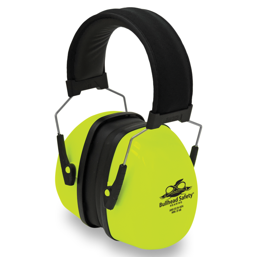 Bullhead Safety® Hearing Protection Premium High-Visibility Padded Band NRR 27 dB Earmuffs