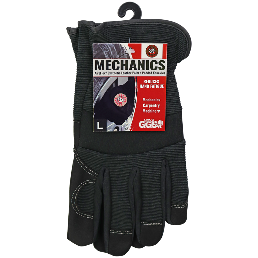 Hot Rod Gloves® Synthetic Leather Palm Performance Mechanics Style Gloves with a Spandex Back