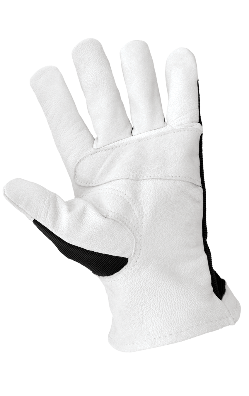 Hot Rod Gloves® Premium-Grade Grain Goatskin Leather Palm Mechanics Style Gloves with a Spandex Back and Double Palm