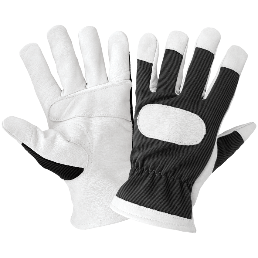 Hot Rod Gloves® Premium-Grade Grain Goatskin Leather Palm Mechanics Style Gloves with a Spandex Back and Double Palm