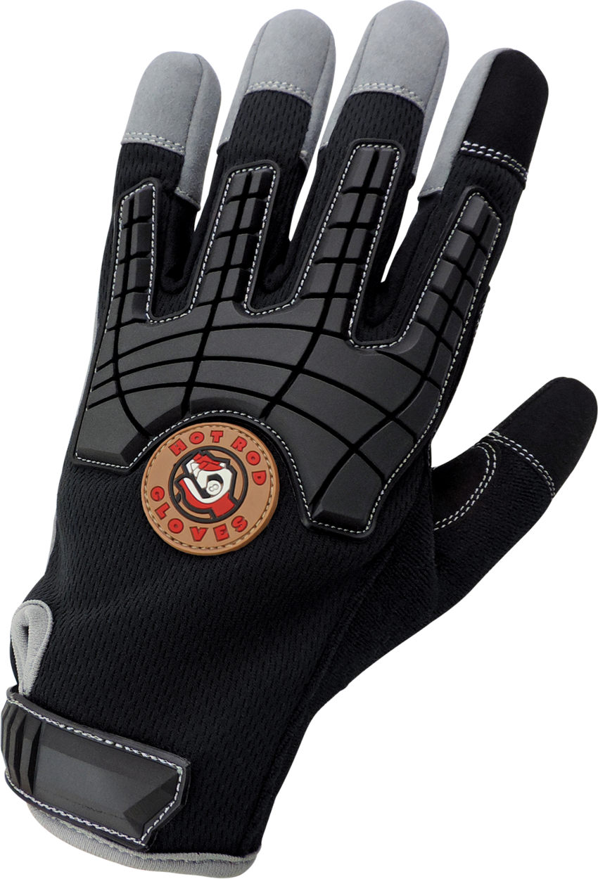 Hot Rod Gloves® Premium Synthetic Leather Palm Performance Mechanics Style Gloves with Impact Protection and a Mesh Back