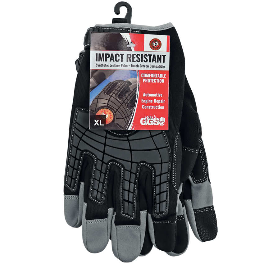 Hot Rod Gloves® Premium Synthetic Leather Palm Performance Mechanics Style Gloves with Impact Protection and a Mesh Back