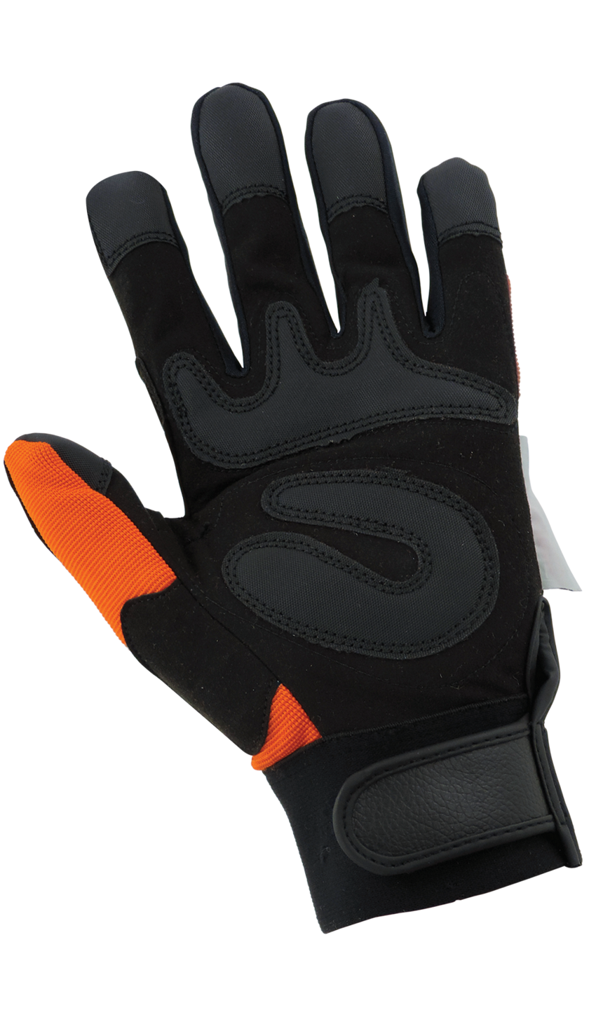 Hot Rod Gloves® High-Visibility Synthetic Leather Palm Performance Mechanics Style Gloves with a Spandex Back