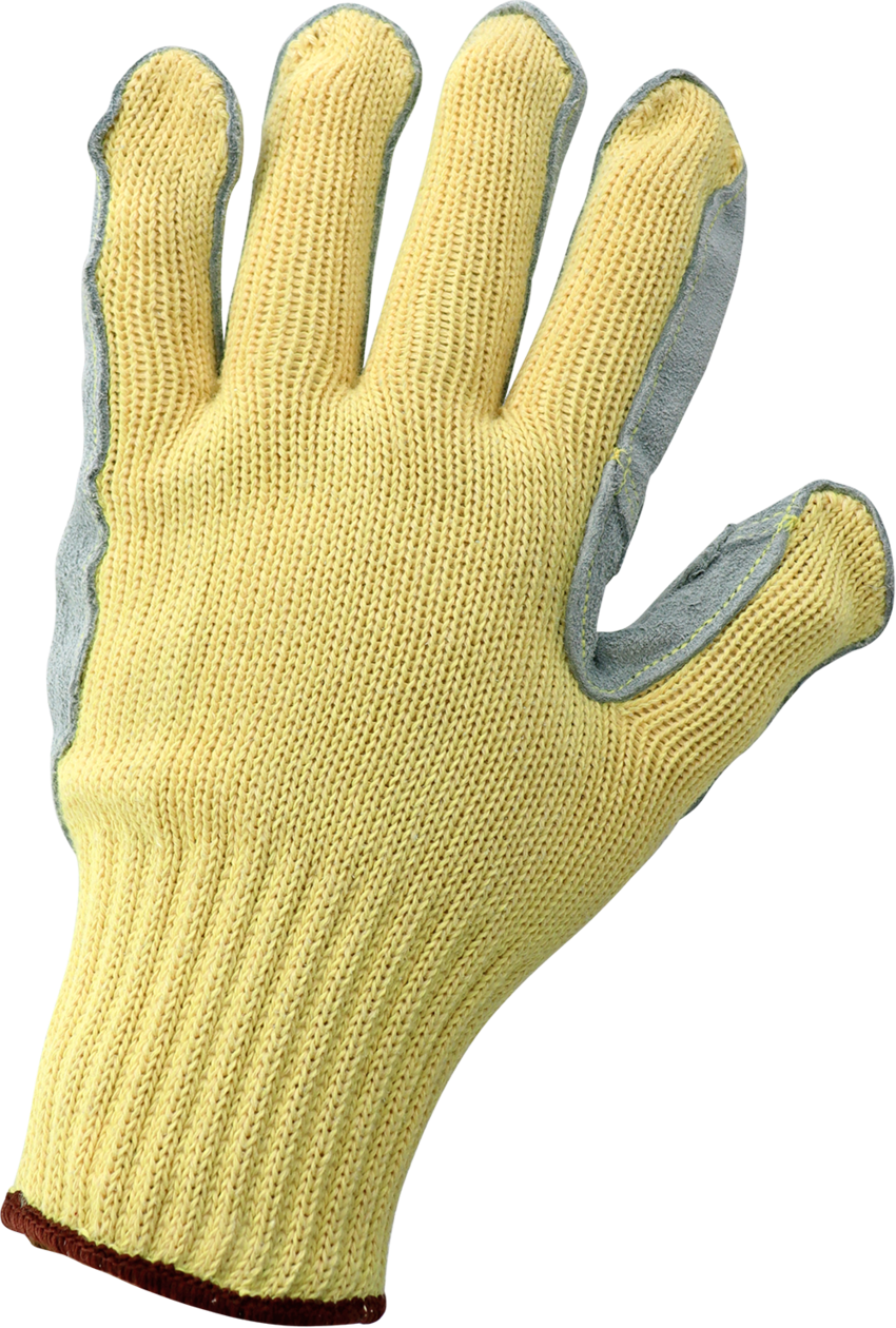 String Knit Cut Resistant Leather Palm Gloves