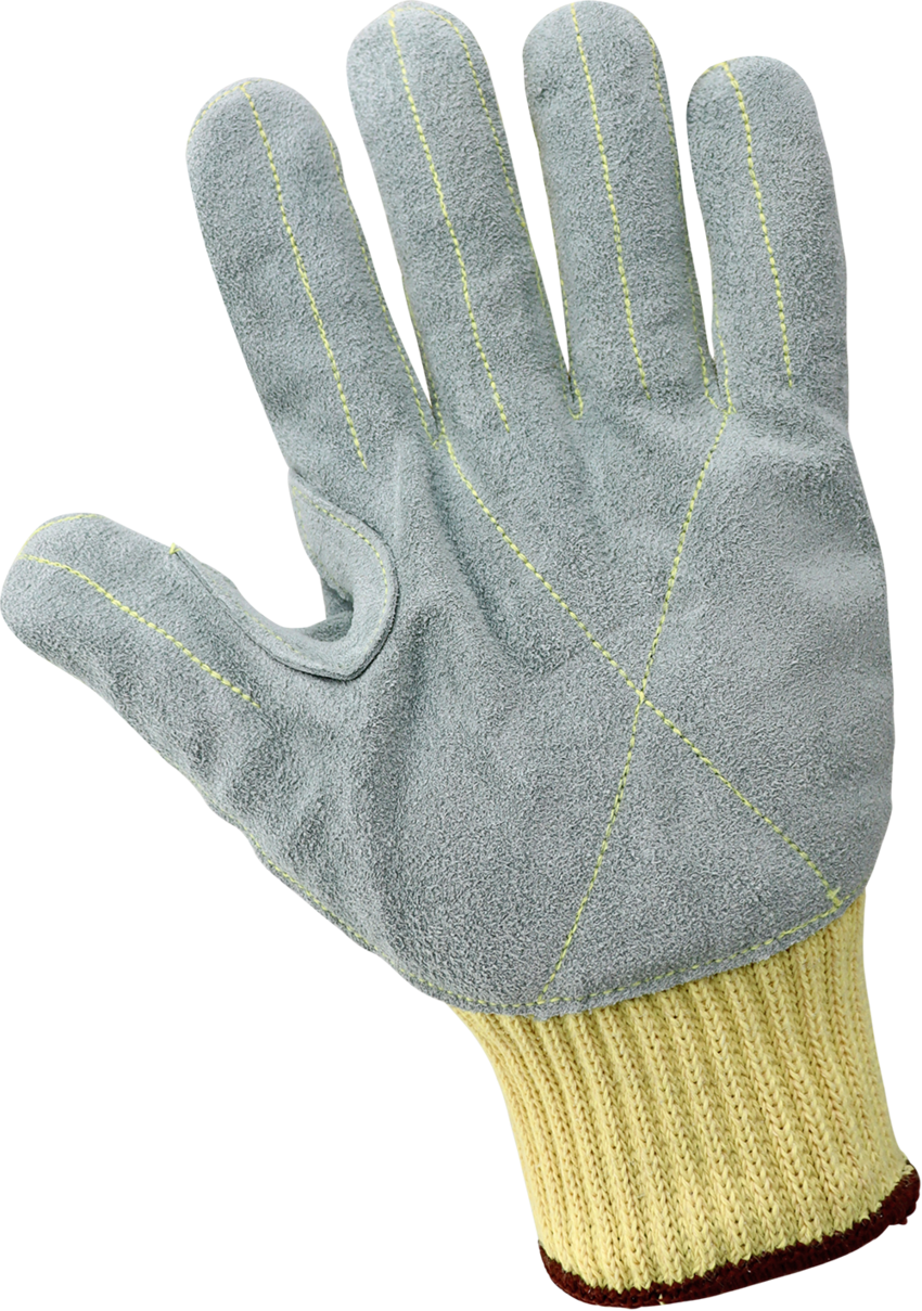 String Knit Cut Resistant Leather Palm Gloves