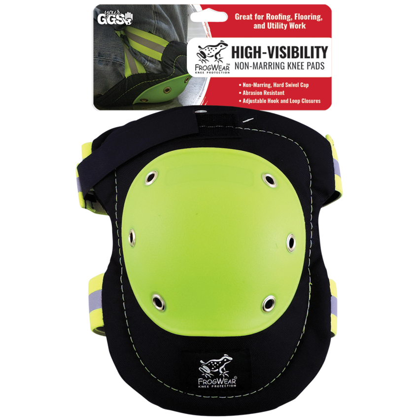 FrogWear™ Knee Protection High-Visibility, Brass-Riveted, PE Hard Cap, Non-Marring Knee Pads