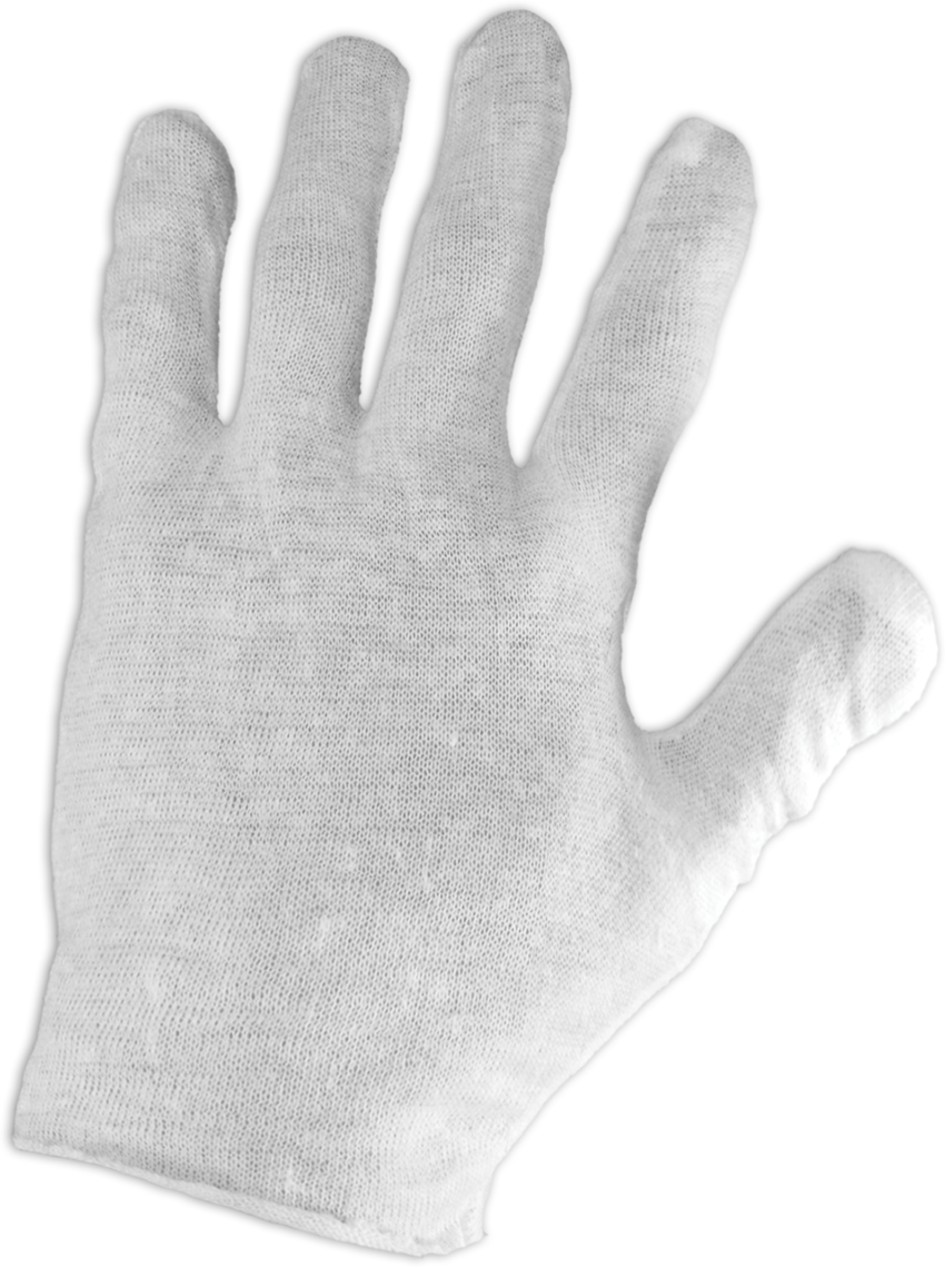 Bleached White Lightweight Reversible Seamless Polyester/Cotton Gloves