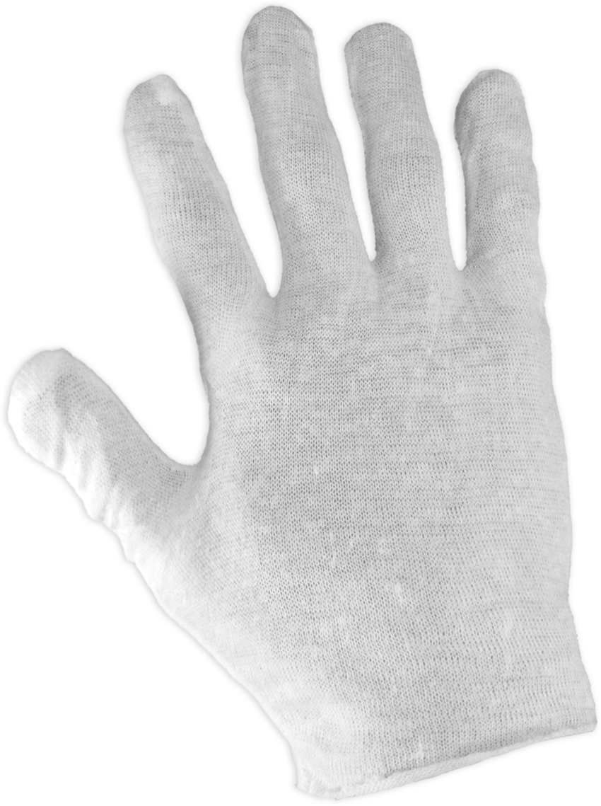 Bleached White Lightweight Reversible Seamless Polyester/Cotton Gloves