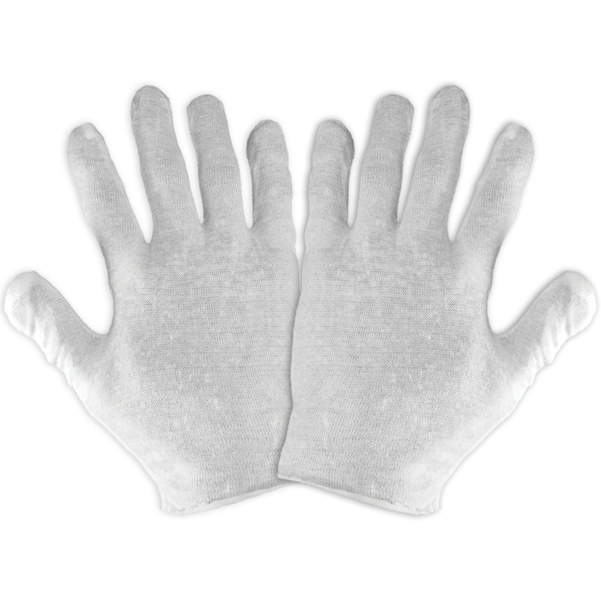 Bleached White Lightweight Reversible Seamless Polyester/Cotton Gloves