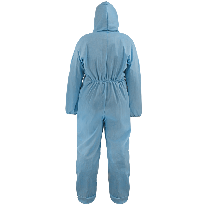 FrogWear&trade; Premium, Blue, Self-Extinguishing, Anti-Static Disposable Coveralls with Boots and a Hood
