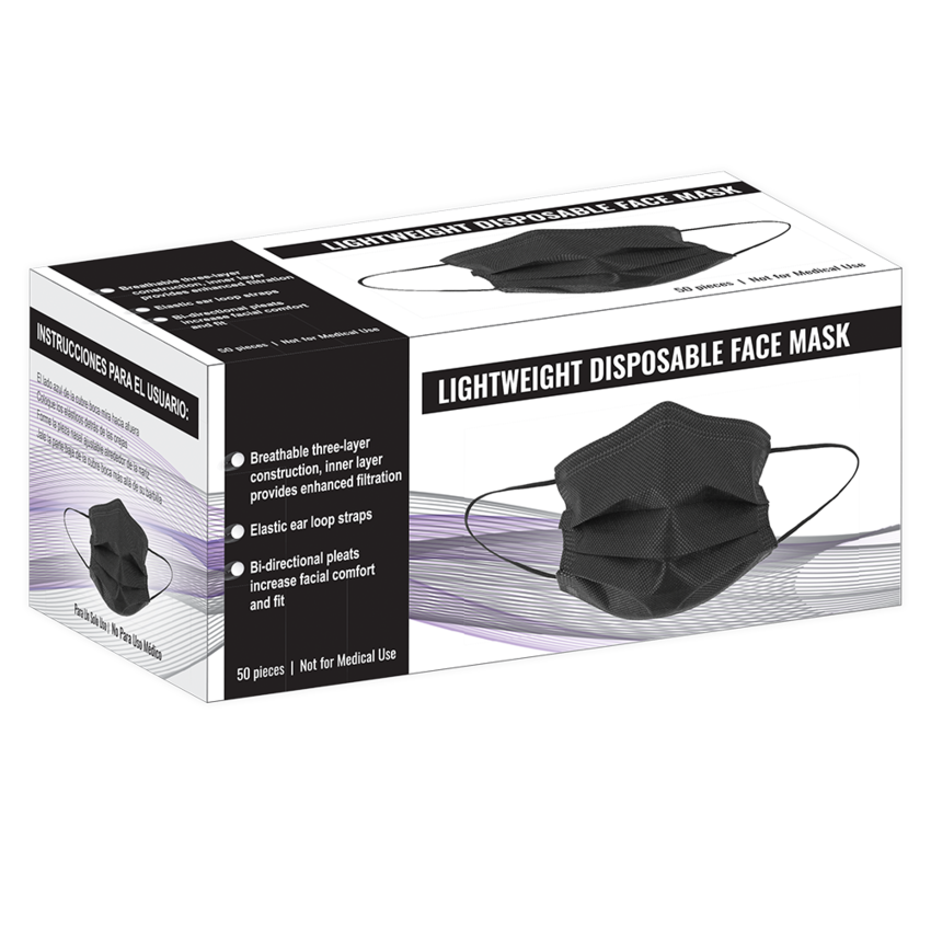 FrogWear™ Lightweight, Black, Disposable, Polypropylene, FDA Food Contact Compliant Face Mask