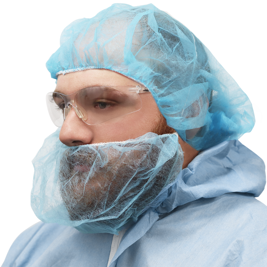 FrogWear™ Blue Polypropylene Disposable Beard Covers