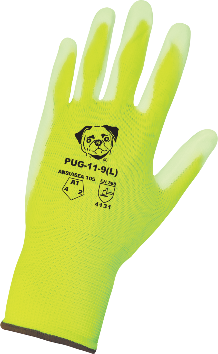 PUG™ High-Visibility Polyurethane Coated Gloves with Cut, Abrasion, and Puncture Resistance