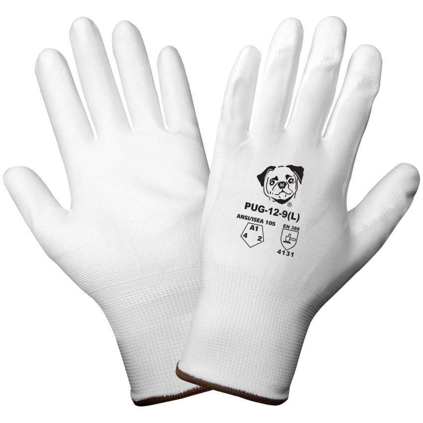 PUG™ White Lightweight Polyurethane Coated Anti-Static/Electrostatic Compliant Gloves with Cut, Abrasion, and Puncture Resistance