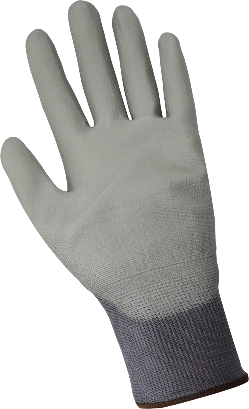 PUG™ Gray Lightweight Polyurethane Coated Anti-Static/Electrostatic Compliant Gloves with Cut, Abrasion, and Puncture Resistance