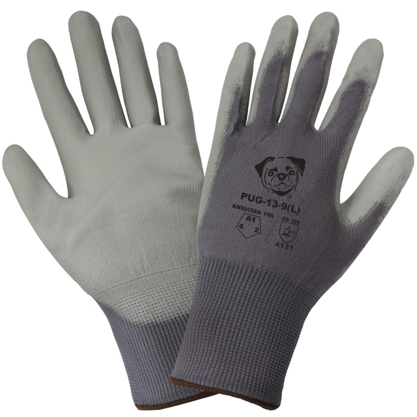 PUG™ Gray Lightweight Polyurethane Coated Anti-Static/Electrostatic Compliant Gloves with Cut, Abrasion, and Puncture Resistance