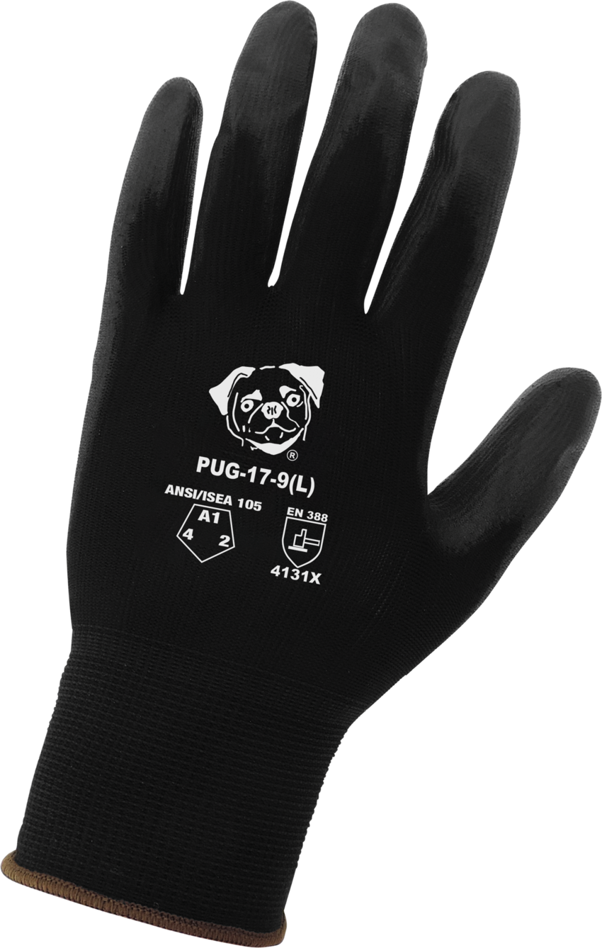 PUG™ Black Lightweight Polyurethane Coated Anti-Static/Electrostatic Compliant Gloves with Cut, Abrasion, and Puncture Resistance