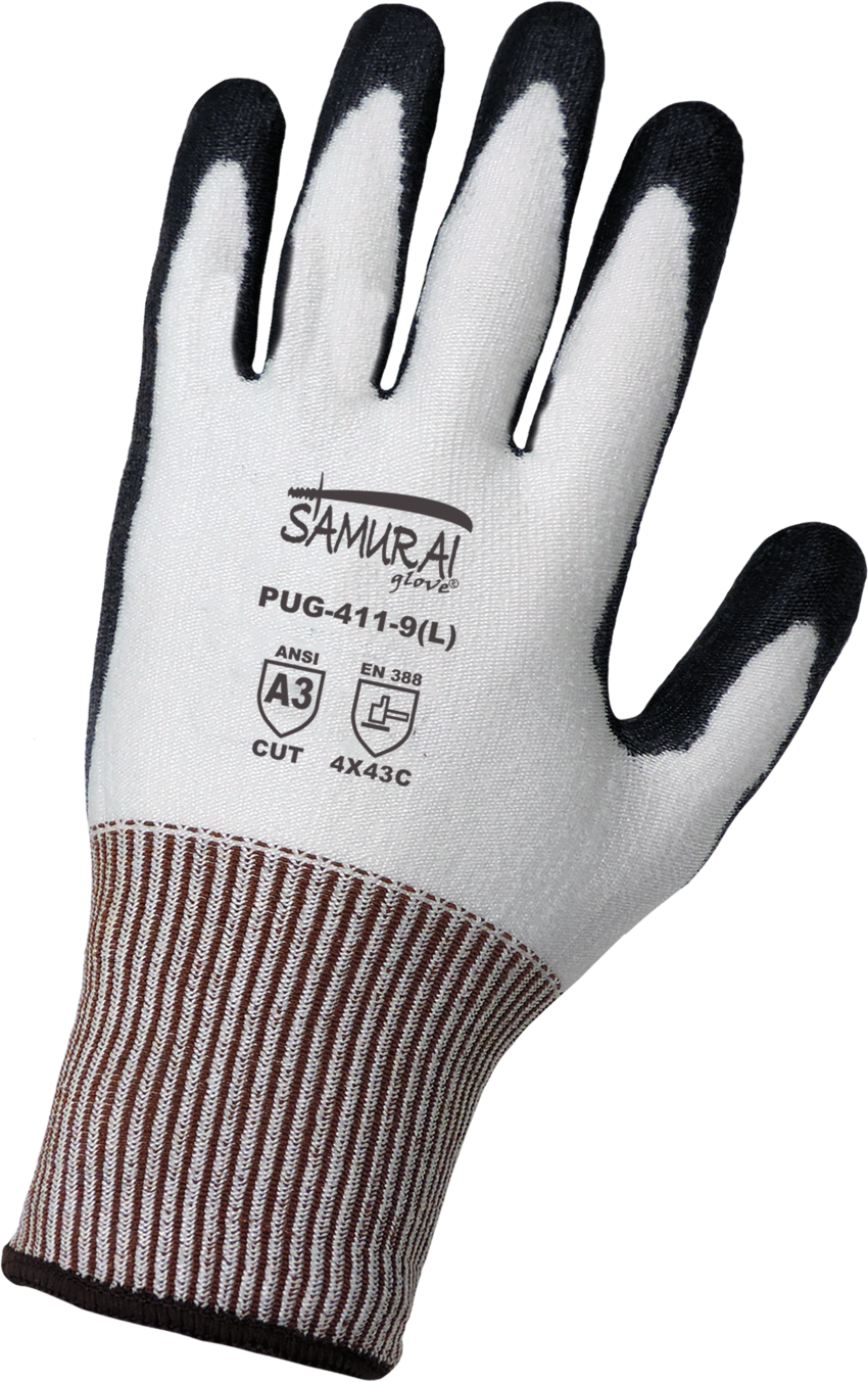 Samurai Glove® White Tuffalene® Polyurethane Coated Palm  Cut, Abrasion, and Puncture Resistant Gloves - LIMITED STOCK