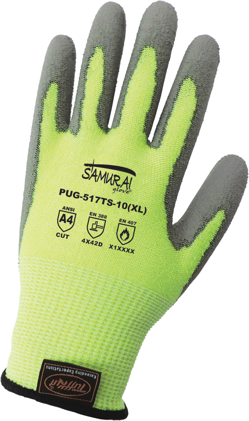 Samurai Glove® High-Visibility Polyurethane Coated Touch Screen Compatible Cut Resistant Gloves