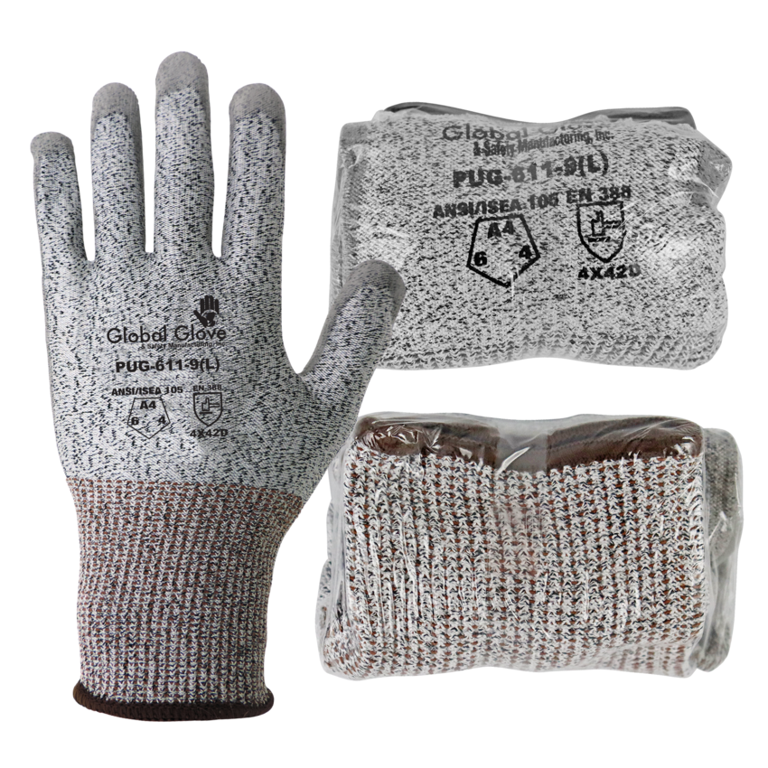 Polyurethane Coated 13-Gauge Salt-and-Pepper HPPE Cut Resistant Vend-Packed Gloves