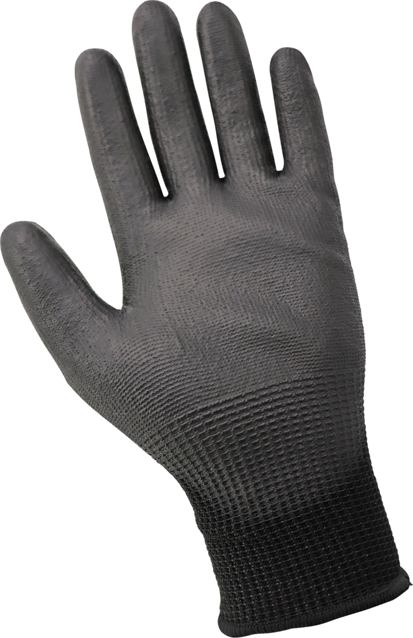 Smooth Polyurethane-Coated Black Seamless HPPE Cut, Abrasion, and Puncture Resistant Gloves