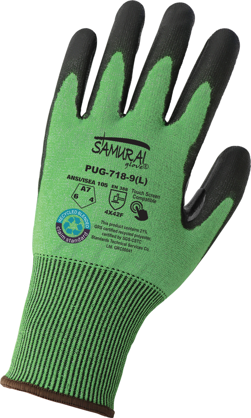 Samurai Glove® Tuffalene® UHMWPE/rPET Polyurethane Coated Cut Resistant Touch Screen Gloves